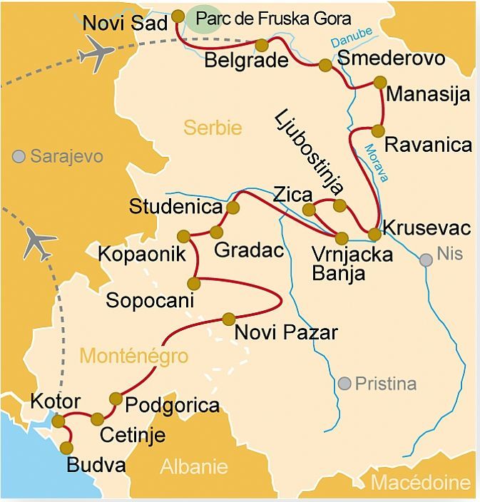 SER 90 Monastères de Serbie et du Monténégro, de Belgrade au Monténégro par la vallée de la