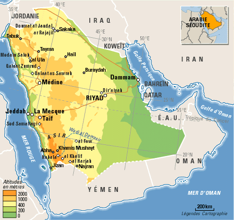 carte Arabie Saoudite