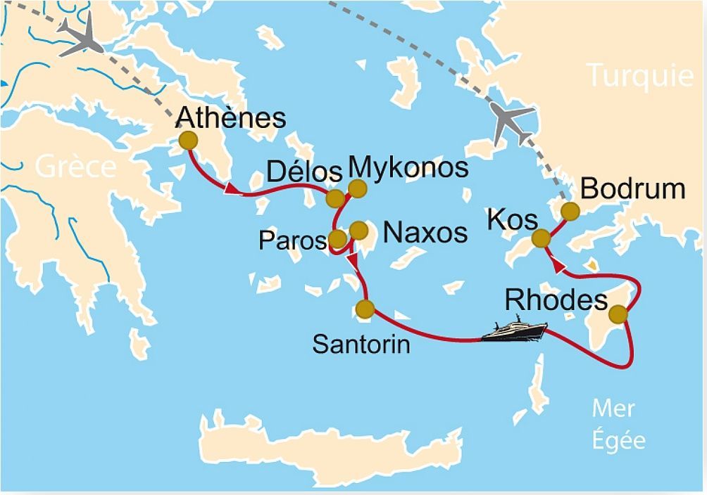 carte de mykonos la grece